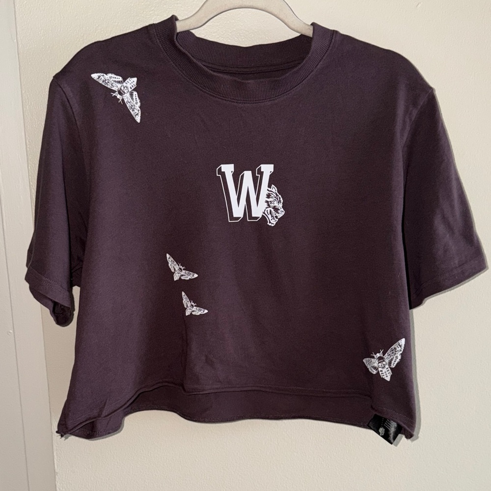 Darc Sport Black Graphic Crop Top with Moth Design